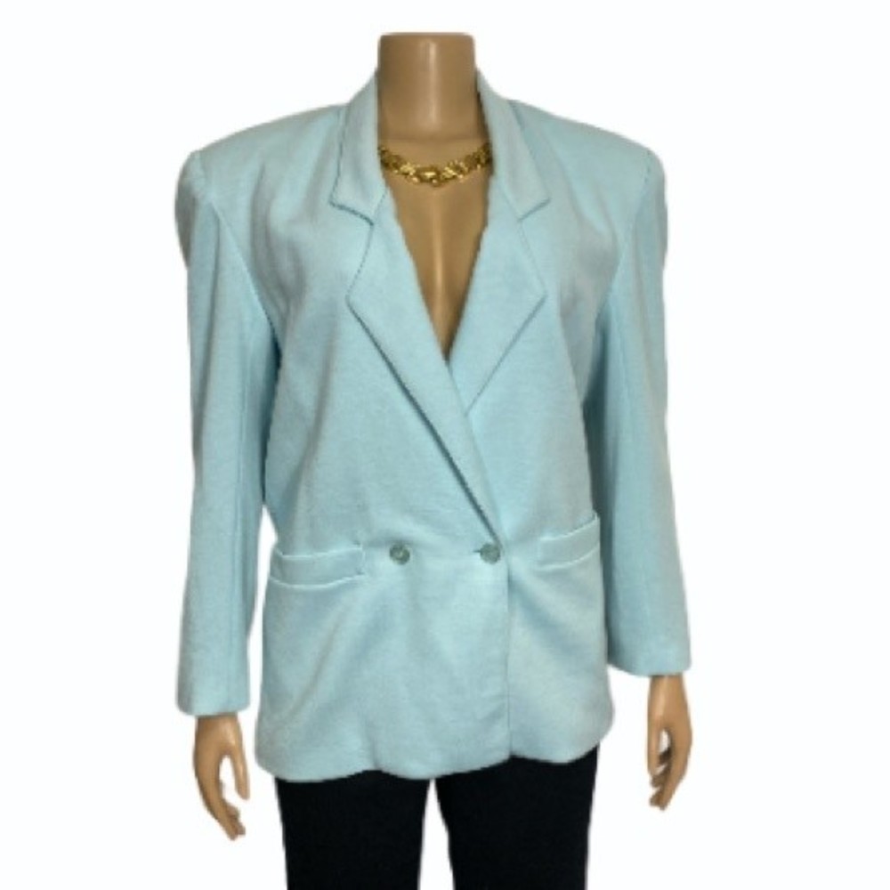 Vintage 90’s Apostrophe Blazer Tiffany Bright blue Double Breasted  size 10